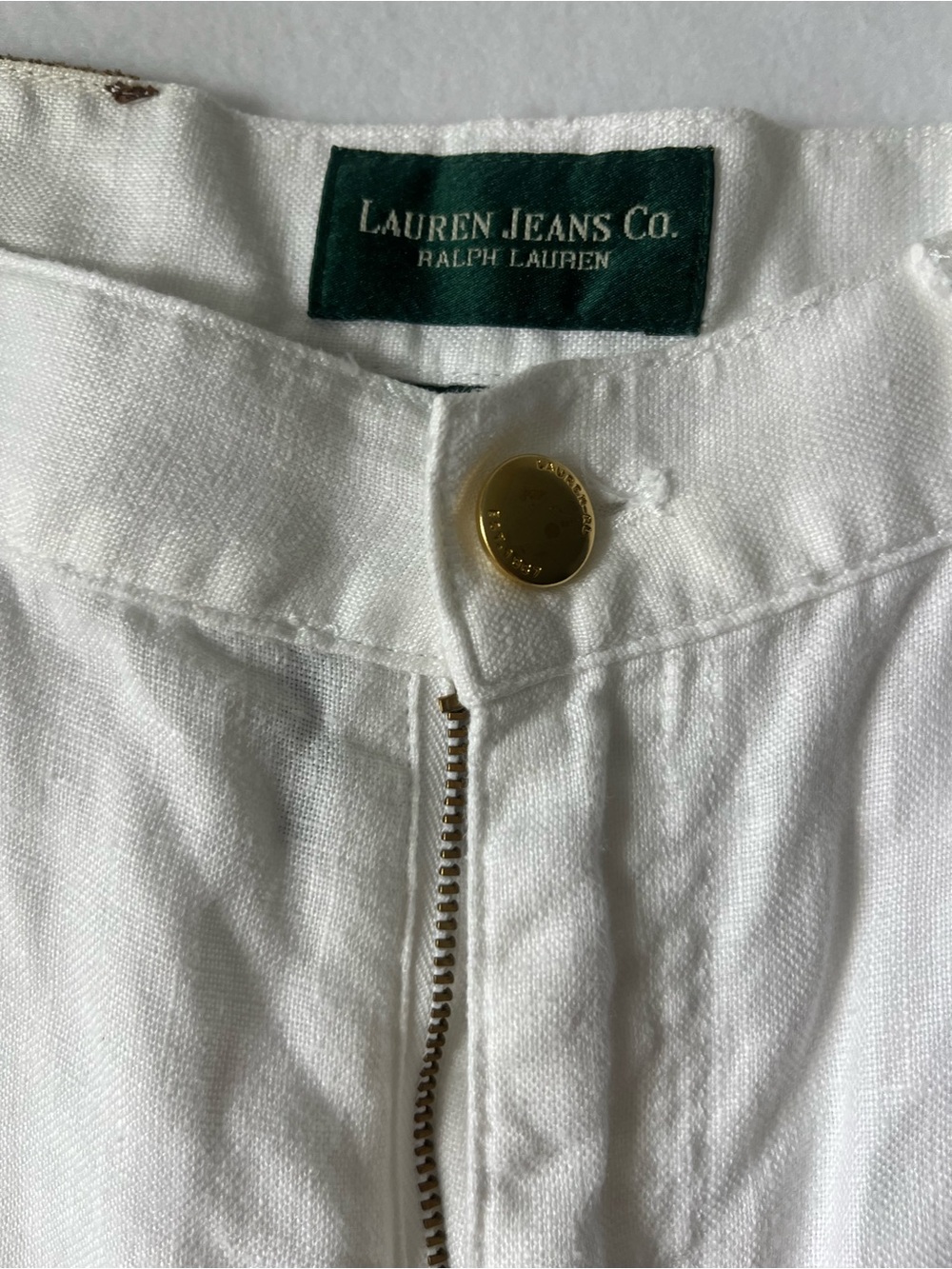Ralph Lauren White Linen-Blend Relaxed fit Capri Pants with a High Waist - Picture 2 of 7